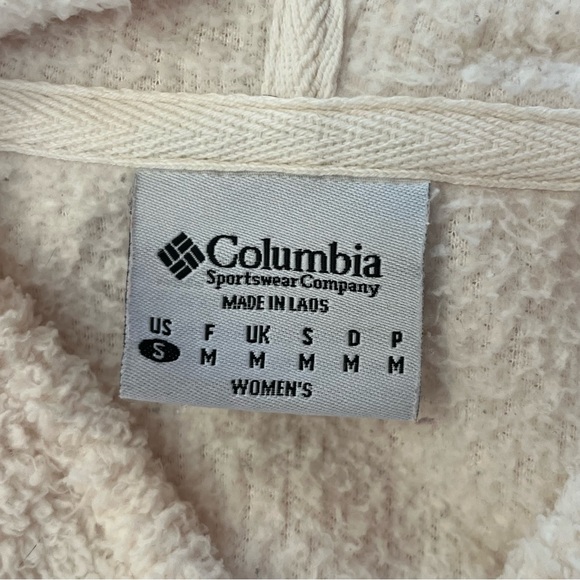 Columbia Women’s Sherpa Hooded Pullover Sweatshirt Sweater Cream w/ Pockets Sz S - Picture 12 of 12